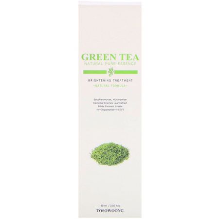 提亮, 治療: Tosowoong, Green Tea Natural Pure Essence, Brightening Treatment, 2.02 fl oz (60 ml)