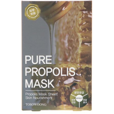 淡斑面膜, 粉刺: Tosowoong, Pure Propolis Mask, 10 Masks, 25 g Each