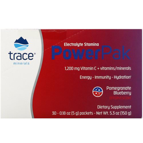 Trace Minerals Research, Electrolyte Stamina, PowerPak, Pomegranate Blueberry, 1200 mg, 30 Packets, 0.18 oz (5 g) Each Review