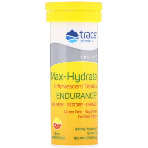 Trace Minerals Research, Max-Hydrate Endurance, Effervescent Tablets, Citrus, 1.59 oz (45 g) Review