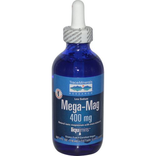 Trace Minerals Research, Mega-Mag, Natural Ionic Magnesium with Trace Minerals, 400 mg, 4 fl oz (118 ml) Review