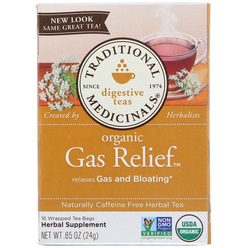 Traditional Medicinals, Digestive Teas, Organic Gas Relief Tea, Naturally Caffeine Free, 16 Wrapped Tea Bags, .85 oz (24 g) Review