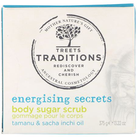 身體磨砂膏, 淋浴器: Treets, Energising Secrets, Body Sugar Scrub, Passion Freshness, 13.22 oz (375 g)