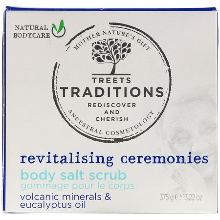 身體磨砂膏, 淋浴器: Treets, Revitalising Ceremonies, Body Salt Scrub, Refreshing Eucalyptus, 13.22 oz (375 g)