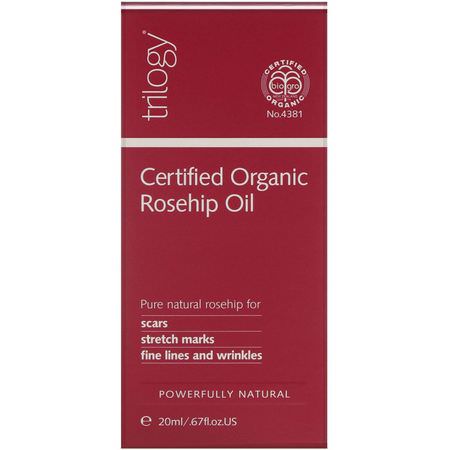 面部保濕, 護膚: Trilogy, Certified Organic Rosehip Oil, 0.67 fl oz (20 ml)