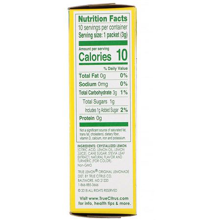 飲料增強劑, 奶精: True Citrus, True Lemon, Original Lemonade, 10 Packets, 1.06 oz (30 g)