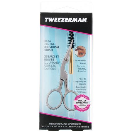 除毛, 剃須: Tweezerman, Brow Shaping Scissors & Brush, 1 Count