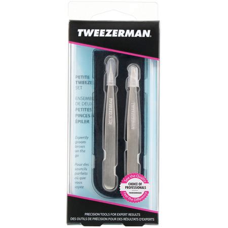 除毛, 剃須, 毛髮: Tweezerman, Petite Tweeze Set with Black Leather Case, 1 Set