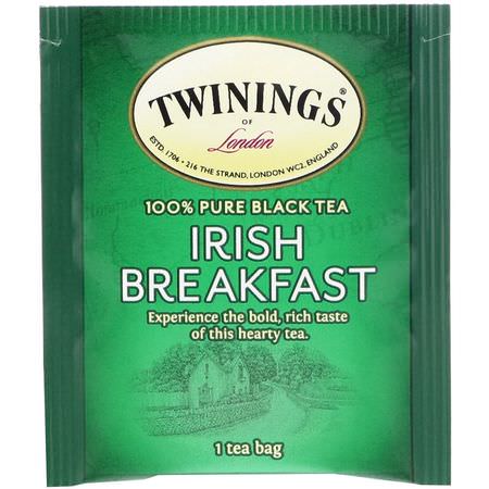紅茶: Twinings, 100% Pure Black Tea, Irish Breakfast, 20 Tea Bags, 1.41 oz (40 g)