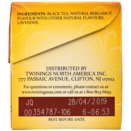 紅茶, 伯爵茶: Twinings, Black Tea, Earl Grey, Lavender, 20 Tea Bags - 1.41 oz (40 g)