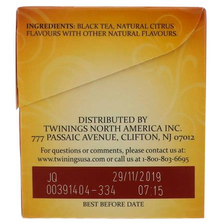 紅茶, 伯爵茶: Twinings, Earl Grey Black Tea, 25 Tea Bags, 1.76 oz (50 g)