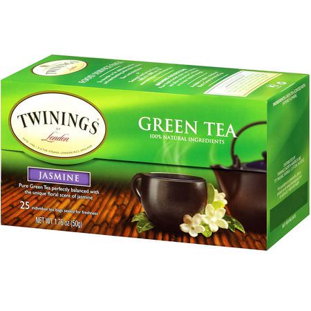 綠茶: Twinings, Green Tea, Jasmine, 25 Tea Bags, 1.76 oz (50 g)