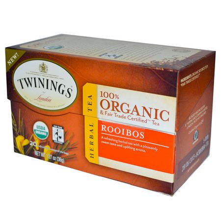 草本茶, 如意寶茶: Twinings, Organic Herbal Tea, Rooibos, 20 Tea Bags, 1.27 oz (36 g)
