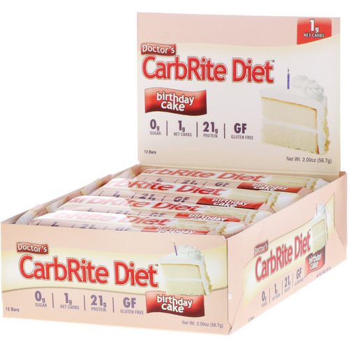Universal Nutrition, Doctor's CarbRite Diet Bar, Birthday Cake, 12 Bars, 2 oz (56.7 g) Each Review
