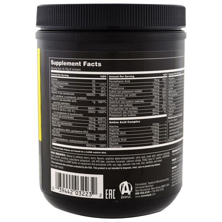 運動營養, 多種維生素: Universal Nutrition, The Original Animal Pak, Animal Training Powder, Cherry Berry, 369 g