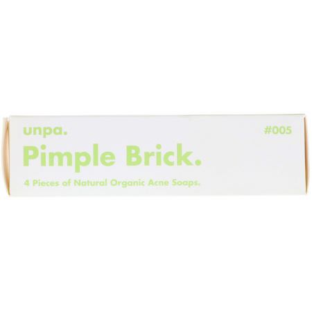 潔面皂, 香皂: Unpa, Pimple Brick, Natural Organic Acne Soaps, 4 Pieces