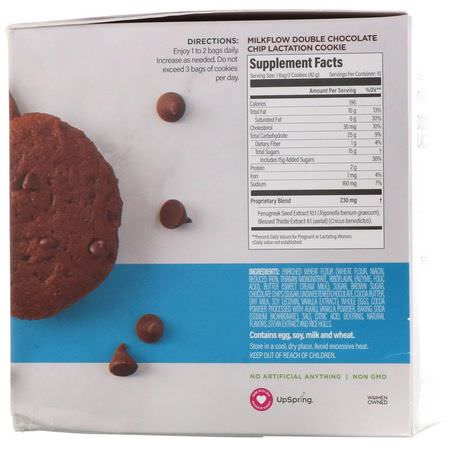 哺乳期支持, 孕婦: UpSpring, Milkflow, Lactation Cookies, Double Chocolate Chip, 10 Packets, 2 Cookies Each