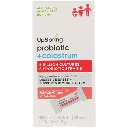 UpSpring, Probiotic + Colostrum, Unflavored Powder, 30 Packets, 0.74 oz (21 g) Each Review
