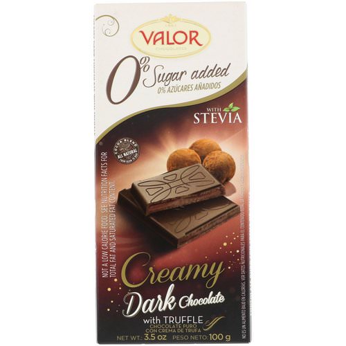Valor, 0% Sugar Added, Creamy Dark Chocolate With Creamy Truffle, 3.5 oz (100 g) Review