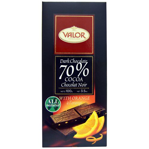 Valor, Dark Chcocolate, 70% Cocoa, With Orange, 3.5 oz (100 g) Review