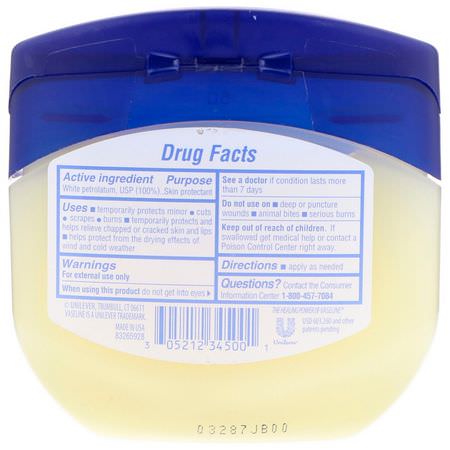 藥膏, 外用藥: Vaseline, 100% Pure Petroleum Jelly, Original, 13 oz (368 g)
