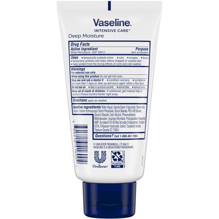 乳液, 濕疹: Vaseline, Intensive Care, Deep Moisture, Vaseline Jelly Cream, 4.5 oz (127 g)
