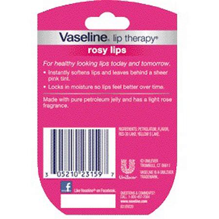 有色, 潤唇膏: Vaseline, Lip Therapy, Rosy Lip Balm, 0.25 oz (7 g)