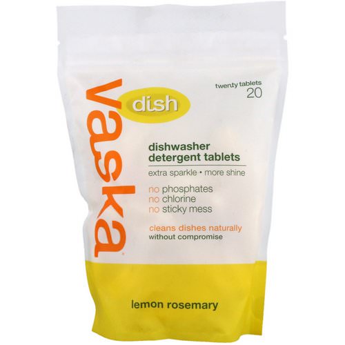Vaska, Dish, Dishwasher Detergent Tablets, Lemon Rosemary, 20 Tablets Review