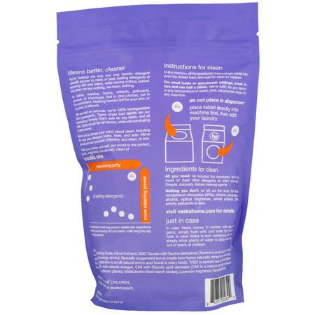 洗滌劑, 洗衣: Vaska, One, Laundry Detergent Tablets, Lavender Scent, 25 Loads, 17 oz (482 g)