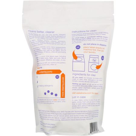 洗滌劑, 洗衣: Vaska, One, Laundry Detergent Tablets, Scent Free, 25 Loads, 17 oz (482 g)
