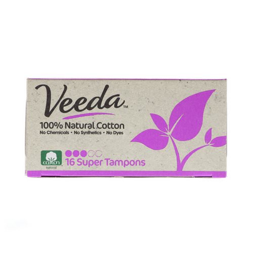 Veeda, 100% Natural Cotton Tampon, Super, 16 Tampons Review