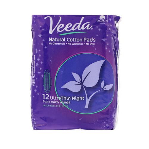 Veeda, Natural Cotton Pads with Wings, Ultra Thin, Night, 12 Pads Review