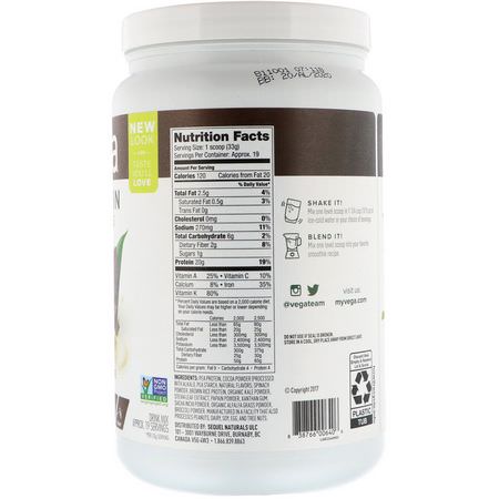 植物性, 植物性蛋白: Vega, Protein & Greens, Chocolate Flavored, 1.36 lbs (618 g)