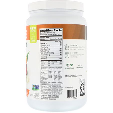 植物性, 植物性蛋白質: Vega, Protein & Greens, Tropical Flavored, 1.3 lbs (590 g)
