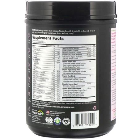 植物性, 植物性蛋白: VeganSmart, Organic All-In-One Nutritional Shake, Wild Berries, 18.76 oz (532 g)