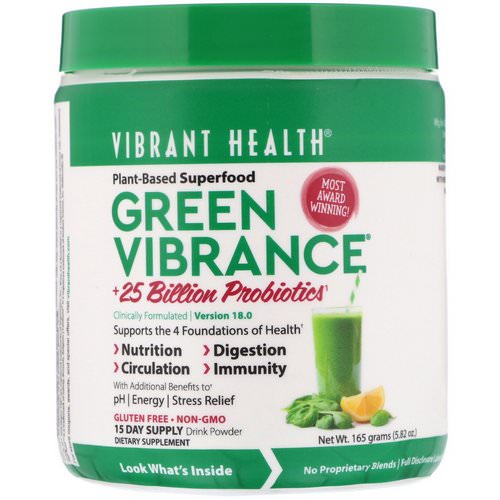 Vibrant Health, Green Vibrance +25 Billion Probiotics, Version 18.0, 5.82 oz (165 g) Review