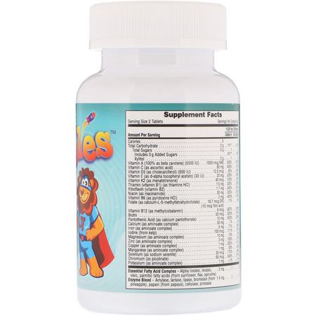 兒童多種維生素, 健康: Vitables, Chewable Multi-Vitamins with Probiotics & Enzymes for Children, Assorted Fruit Flavors, 60 Vegetarian Tablets