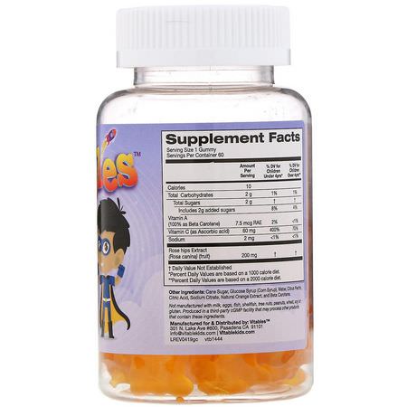 流感, 咳嗽: Vitables, Gummy Vitamin C for Children, No Gelatin, Orange Flavor, 60 Vegetarian Gummies