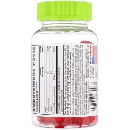 B12, 維生素B: VitaFusion, B12 Adult Vitamins, Energy Support, Natural Raspberry Flavor, 1000 mcg, 60 Gummies