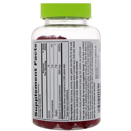 B12, 維生素B: VitaFusion, Extra Strength B-12, Natural Cherry Flavor, 3000 mcg, 90 Gummies