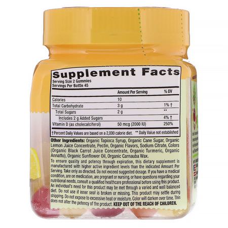 D3膽鈣化固醇, 維生素D: VitaFusion, Organic Vitamin D3, Citrus & Berry, 50 mcg (2000 IU), 90 Gummies