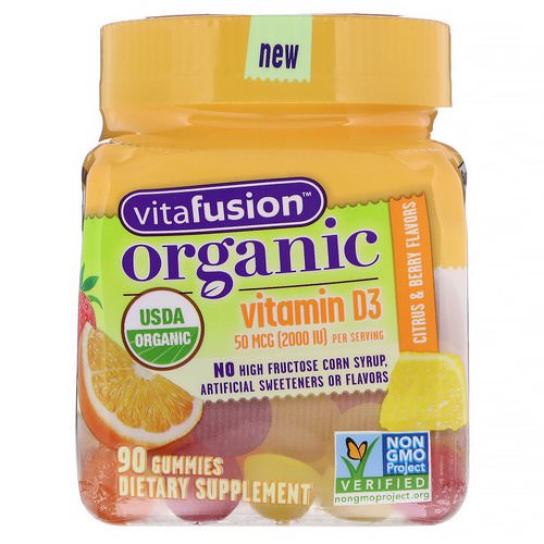 VitaFusion, Organic Vitamin D3, Citrus & Berry, 50 mcg (2000 IU), 90 Gummies Review