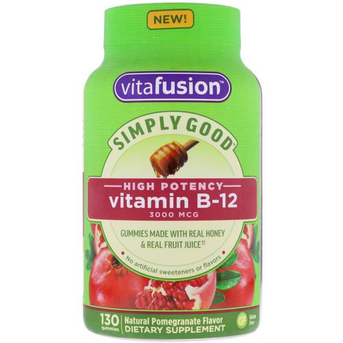 VitaFusion, Simply Good, Vitamin B-12, Natural Pomegranate Flavor, 3000 mcg, 130 Gummies Review