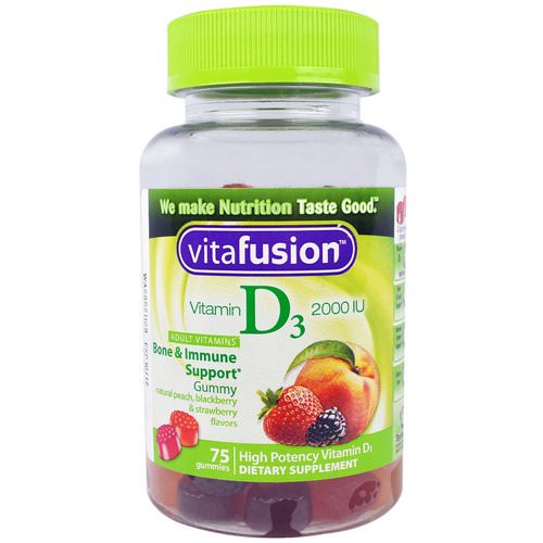 VitaFusion, Vitamin D3, Natural Peach, Blackberry & Strawberry Flavors, 2000 IU, 75 Gummies Review