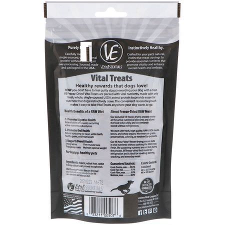 寵物零食, 寵物: Vital Essentials, Freeze-Dried Vital Treats For Dogs, Rabbit Bites, 2.0 oz (56.7 g)