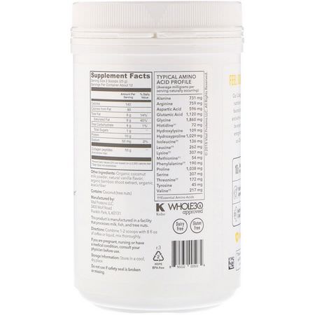 膠原補充劑, 關節: Vital Proteins, Collagen Creamer, Vanilla, 10.6 oz (305 g)