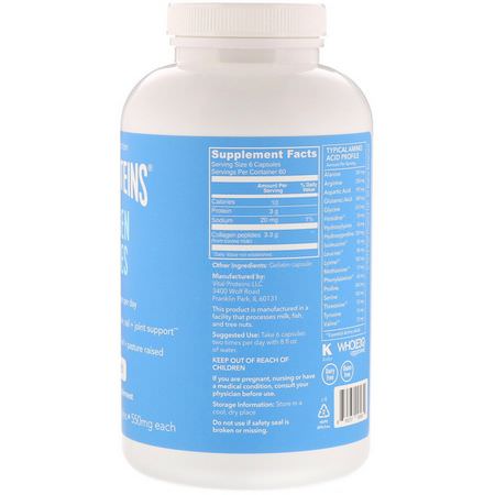 膠原補充劑, 關節: Vital Proteins, Collagen Peptides, 550 mg, 360 Capsules