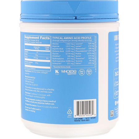 膠原蛋白補品, 關節: Vital Proteins, Collagen Peptides, Unflavored, 1.25 lbs (567 g)