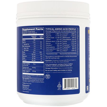 膠原蛋白補充劑, 關節: Vital Proteins, Collagen Whey Protein, Banana, Cinnamon & Vanilla, 1.27 lbs (575 g)