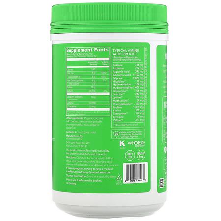 膠原蛋白補充劑, 關節: Vital Proteins, Matcha Collagen Latte, Unflavored, 11.6 oz (329 g)